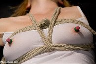 BDSM pain in lesbian game.